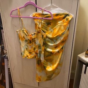 PrettyLittleThing Two Piece Satin Set Corset and Skirt